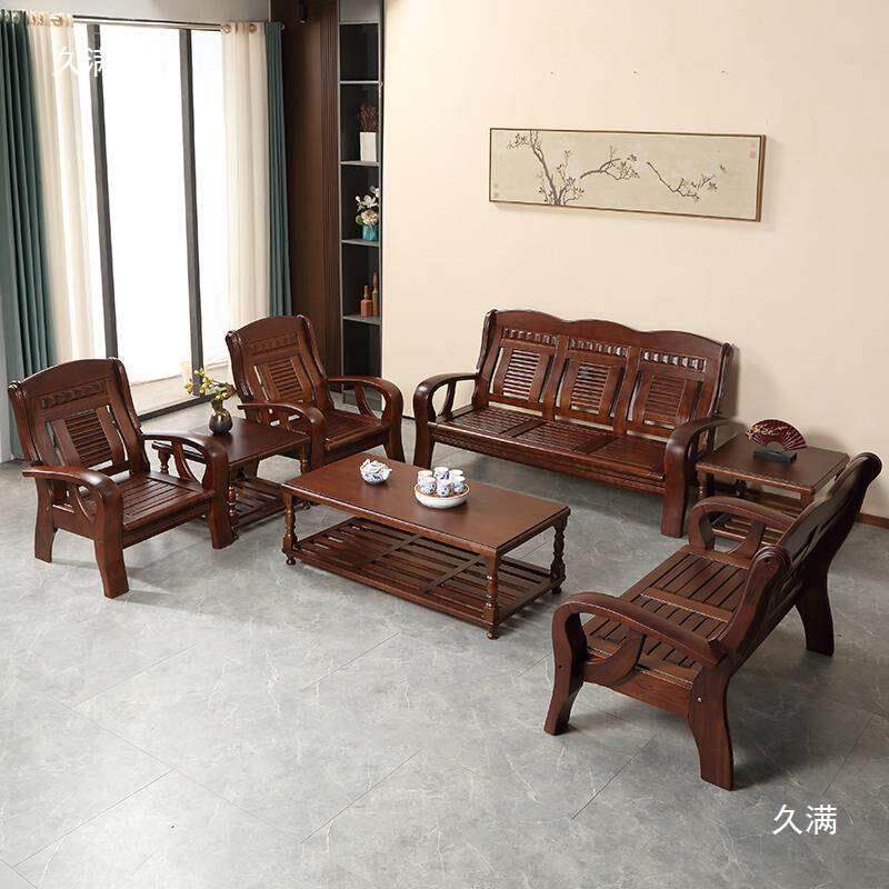 602-1实木沙发客厅小户农村自建房老式木实木长凉椅椅型椅三质人
