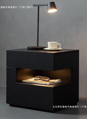 头设计师极简床柜式意床创边柜UTP现意代黑色床头柜黑色