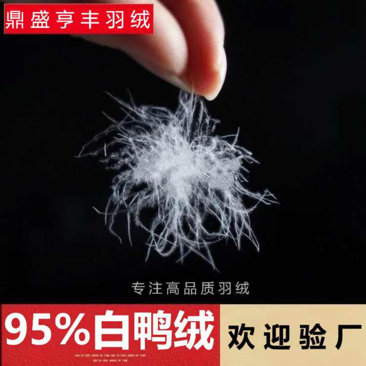 厂家现货非标纯白95白鸭绒国标水洗羽绒95绒服装标羽绒95大朵