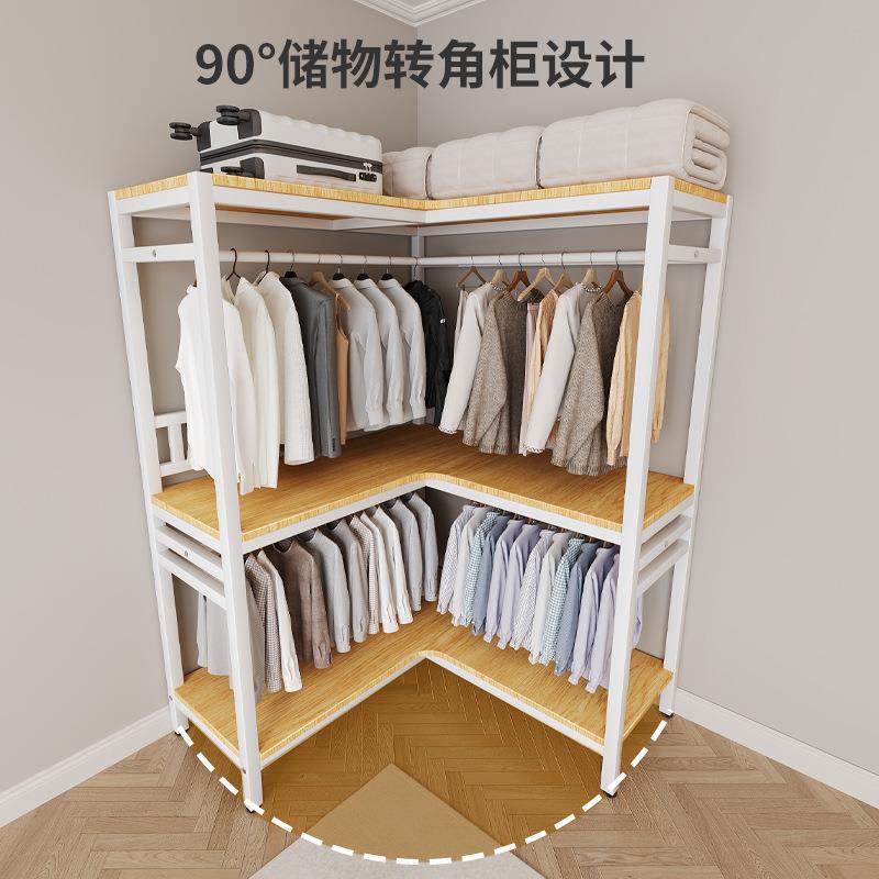 简挂易衣柜卧室家用布柜出租房组装衣橱结耐WZ-slgmg用全钢架转角衣实衣柜