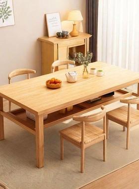 2025HDQ双家层桌子吃饭实用桌子客厅新款可储物茶桌茶几二层餐木