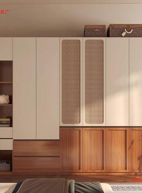 中分式实木手藤编衣柜一门到KRM顶免拉家段用卧古室书桌欧松板大