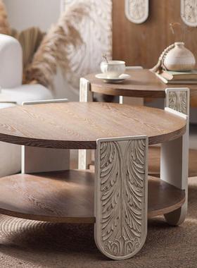 复古风小户型客厅茶几阳公司厅洽谈桌个性A3020创意大实木茶桌圆