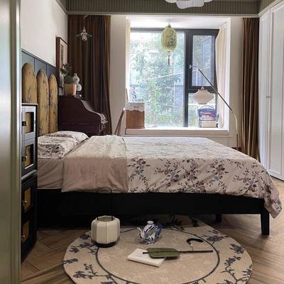 法式古复床中古床1.8米YPP实美式红橡1.5双人主卧婚床高端全木木