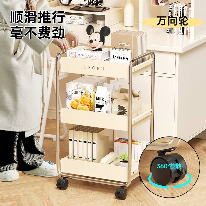 置物架小推车学生教室可移动书架办公室桌下多层带轮可移动收纳架
