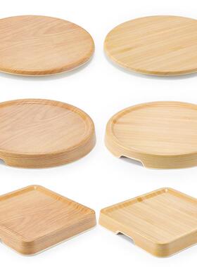 密胺仿木盘子大号圆形托萨盘盘餐厅商用QOQ创披意纹摆盘特色冷菜