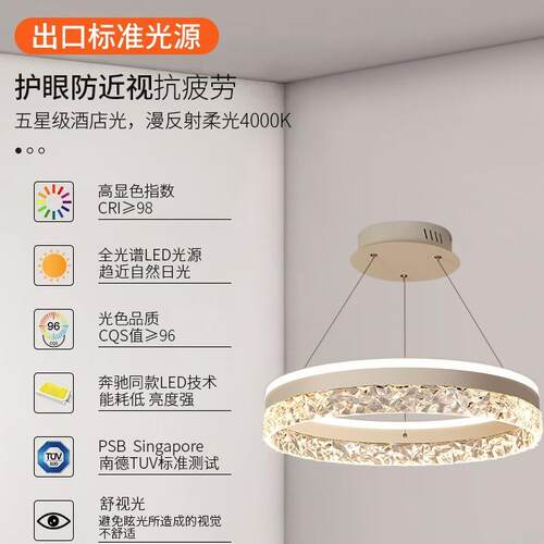全光谱卧吊灯极简灯轻奢简约房间书房灯圆形吊现代le235主d卧室主