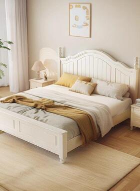 白色8式简约现代双人木风床1.米法式双人床美1503.5米公主家用奶