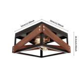 跨境热逊622采亚马灯复古灯具吸顶灯简约实木双头中山顶灯具铁艺