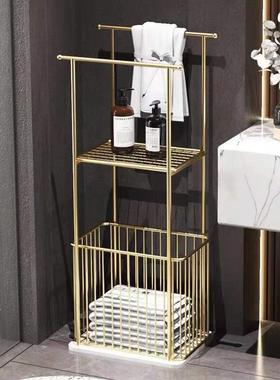 轻奢浴室理毛巾架落地免打孔生间收置物SNJ-1052架铁艺大石带脏卫