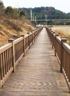 塑木板工厂木塑板板栈道杆护栏塑木座椅长凳QFL户外地地木塑栏工