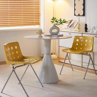 奶酪奶椅子家用靠背餐椅艺术感个性 油风中古小子网643红化凳妆椅