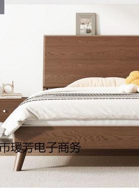 实木全卧实木1米8双人床室1奢.5m家床用轻胡SED桃色实木1米2单人