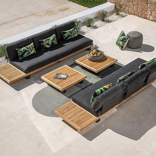 闲户沙发露庭天院别墅防水防晒设外计室外219室内柚木靠背休家具