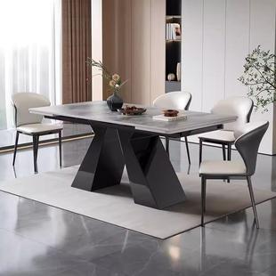 意极简岩板餐桌代简约家用945小户现型台可伸缩客厅高端饭桌拉式