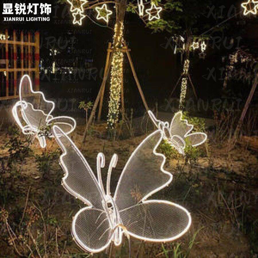 ED131蝴蝶灯动发光态户外草坪花L园造型灯地插景观灯带支架彩蝶灯