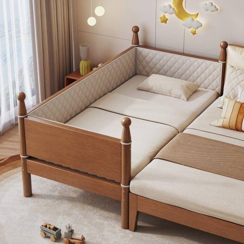 拼接实木儿童小床男孩女孩带宝无品牌/护栏宝边床床婴公主加宽儿