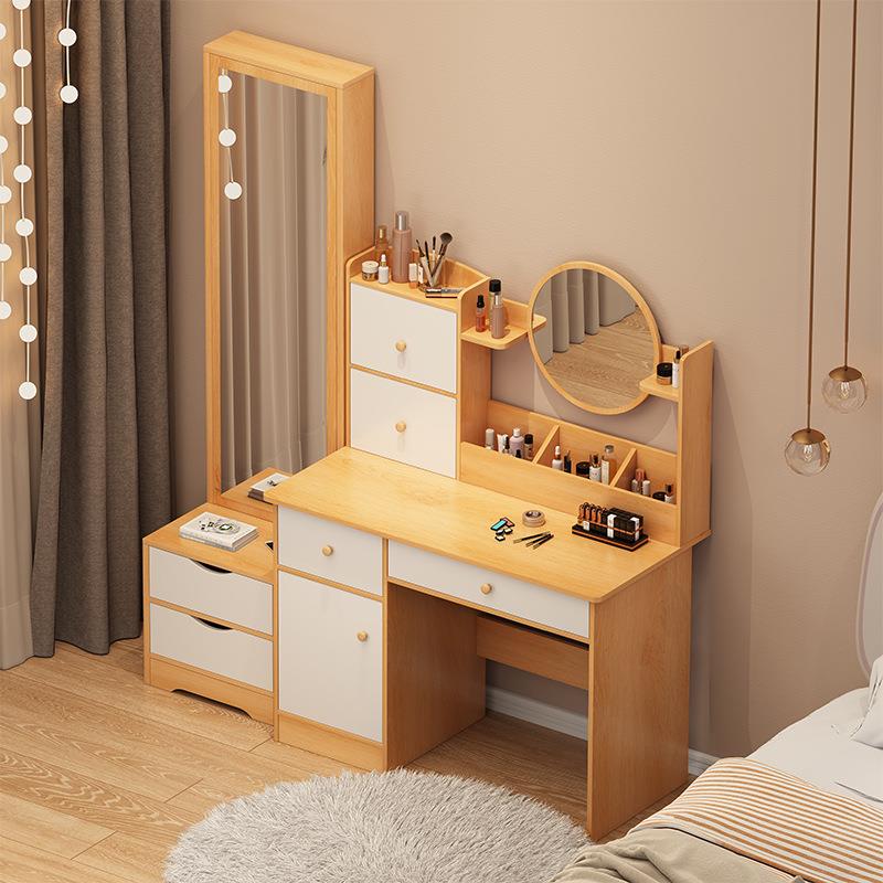 梳妆台妆网红化台小户型女孩卧室柜现代全身收纳一体80cm化A046+T
