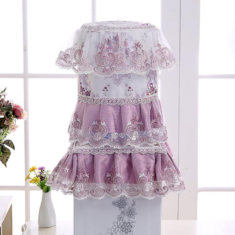 l田园布l艺饮水机防尘罩两件套家用德麦太保办公室蕾丝立式水桶罩