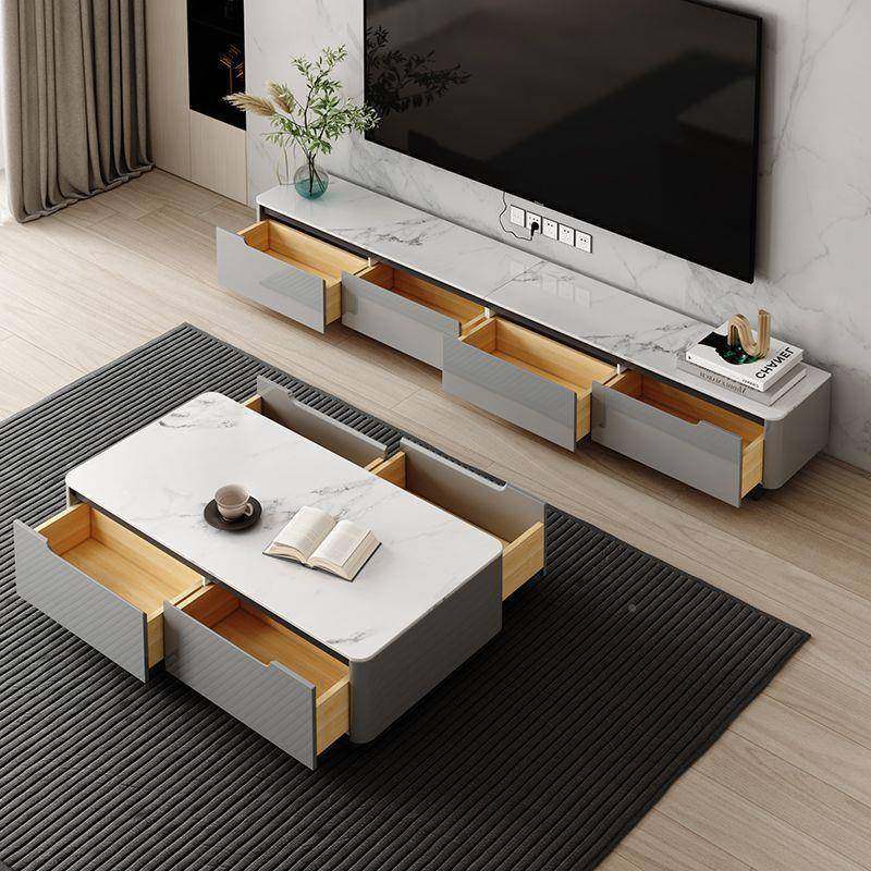 dpp实全木岩板茶几电视代柜组合轻奢简约客现落地储BYE物家用厅茶