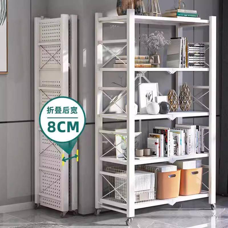 落LYA折置物架收纳客厅台架子货架厨房地多层可移动铁艺叠免阳圣