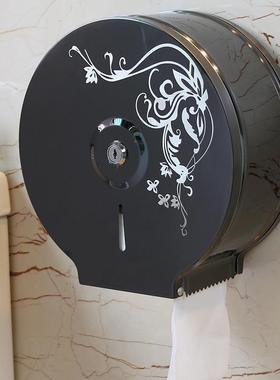 不大卷纸盒 酒店卫生间纸锈巾架免打水孔防大盘81123纸钢盒壁挂厕