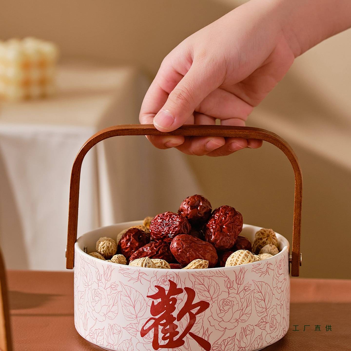 喜庆婚嫁陶瓷子孙桶一对结婚喜桶娘家女方陪嫁用品出嫁婚庆摆件