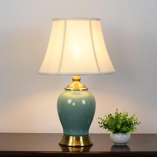 美式台陶灯卧-TD05室床头柜灯温台馨布艺瓷灯d书房le台灯现代简约
