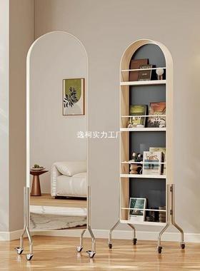 可移书架全OLK身镜地中古风纳杂志架落书收报展示置动物架旋转穿
