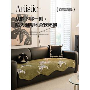 美式复古沙发垫2025新款直排一片式四季通用坐垫子防滑皮沙发盖布
