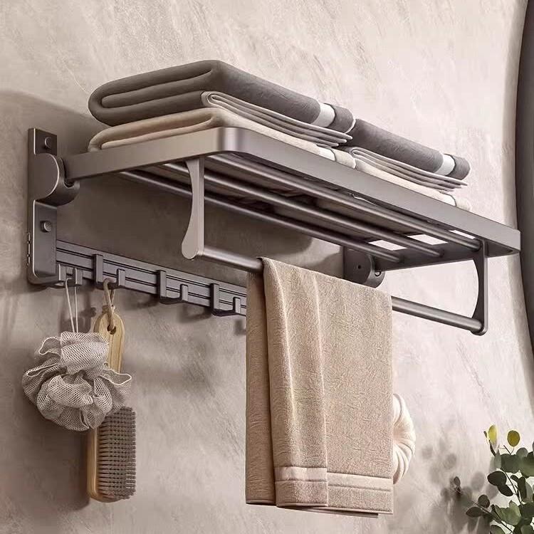 厕所壁挂式浴室洗手间卫生间置物架毛巾架免打孔太空铝衣服收纳