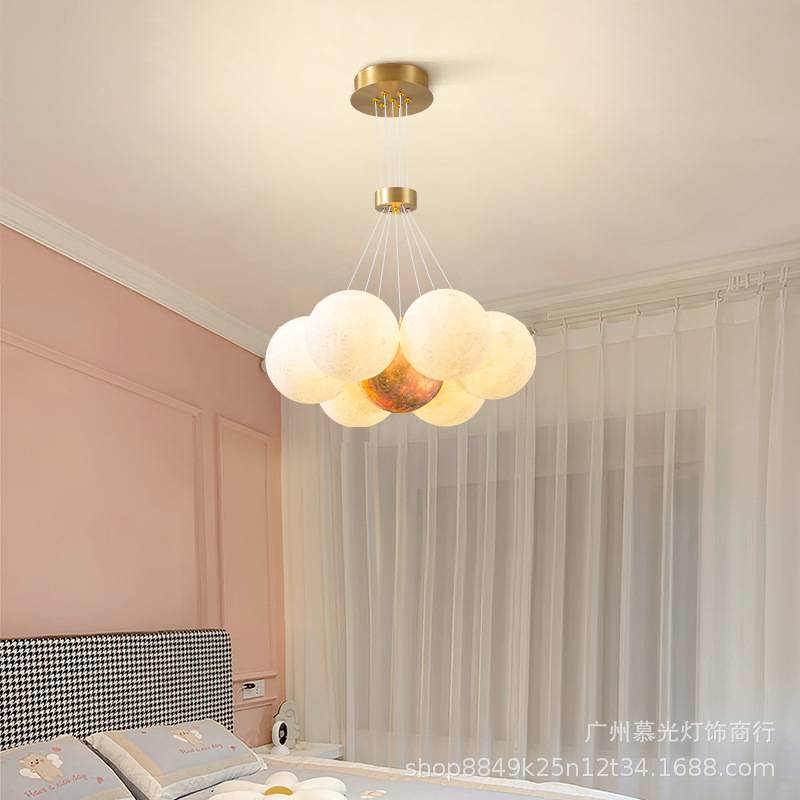 客厅吊灯主灯现代简约网红创意魔豆卧室灯具星空泡泡儿童房月球灯