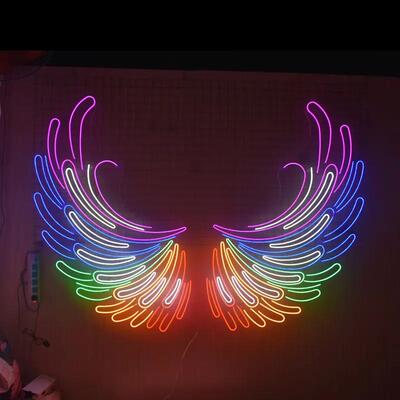 天使翅膀霓虹灯亚克力LED发光装饰灯Angel'swings网红墙造型灯牌