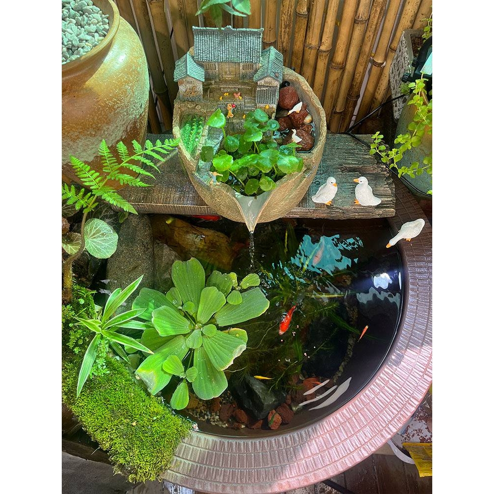 微景观流水古法鱼缸水循环造景过滤器养鱼生态缸庭院水景摆件景观
