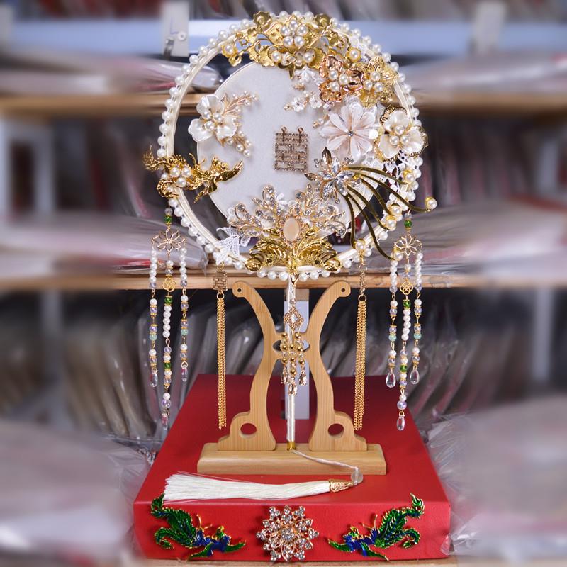 新娘喜扇秀禾服团扇结婚婚礼团扇古风扇子出嫁扇喜字扇中式手捧花