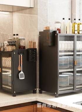 厨房置物架碗柜多收纳柜双098ius层碟沥储水架功能台面物柜微波炉