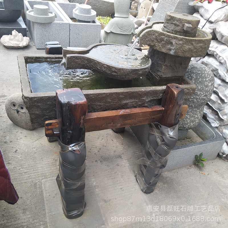 石雕老石槽园林庭院流水组合装饰工艺品青石水槽养鱼池原生态牛槽