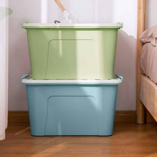 茶花58L带轮收纳箱 带盖有轮可叠层塑料收纳箱储物箱车载家居胶箱