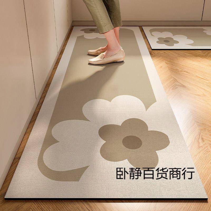 厨房地垫地面吸水防滑门口脚垫硅藻泥防油耐脏可裁剪L形长条地毯