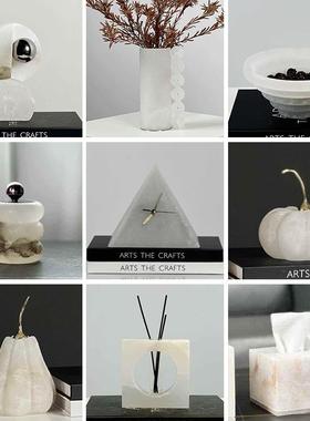 轻奢电视柜西班牙云石装饰摆件客厅样板间大理石创意桌面工艺品