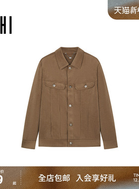 USHI悠时复古时尚挺括潮酷拼接分割线设计感夹克通勤休闲简约男装
