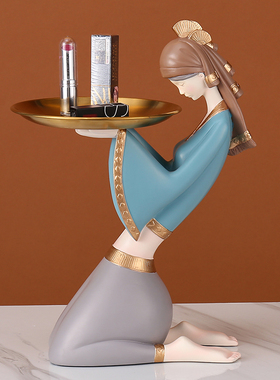 现货速发新中式玄关o收纳摆件轻奢客厅侍托盘摆件电视柜桌面摆设