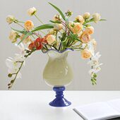 复古芬顿琉璃花客厅级感水培鲜花摆件法式 工艺品花瓶 轻奢风软装