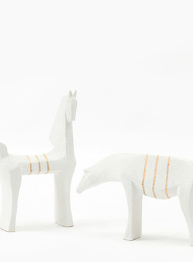 新中式陶瓷抽象动物摆件酒店s会所样品屋展示中心样板间客厅装饰