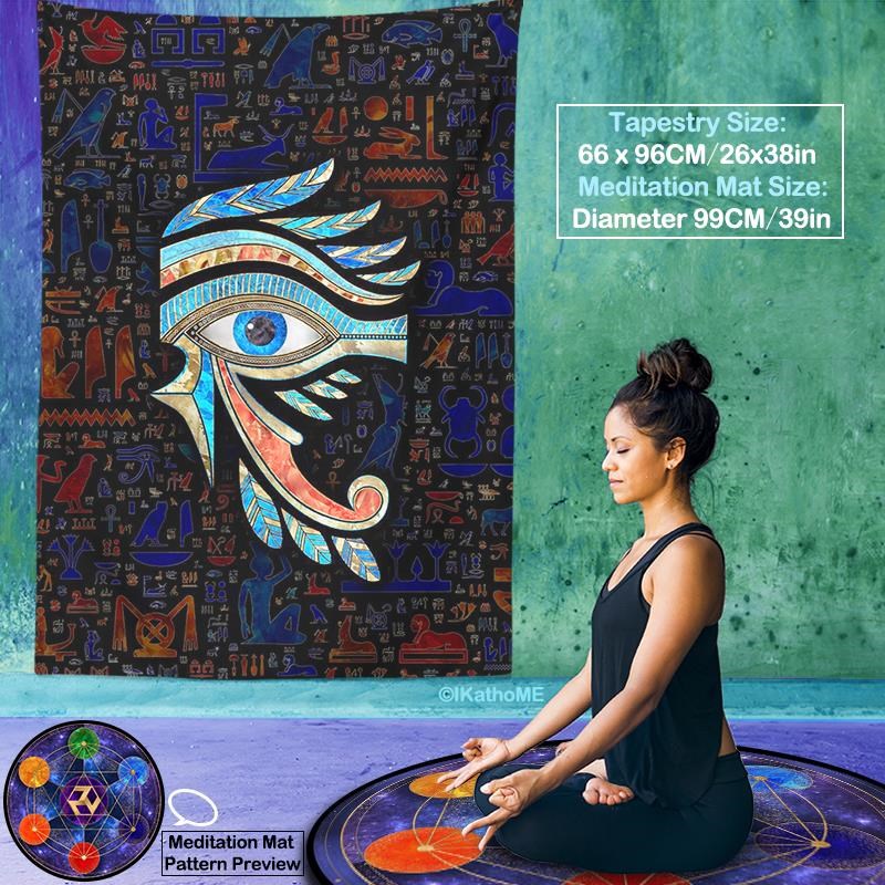 古埃及荷鲁斯之眼挂布竖版挂毯背景D布北欧风民宿装饰布绒布塔罗