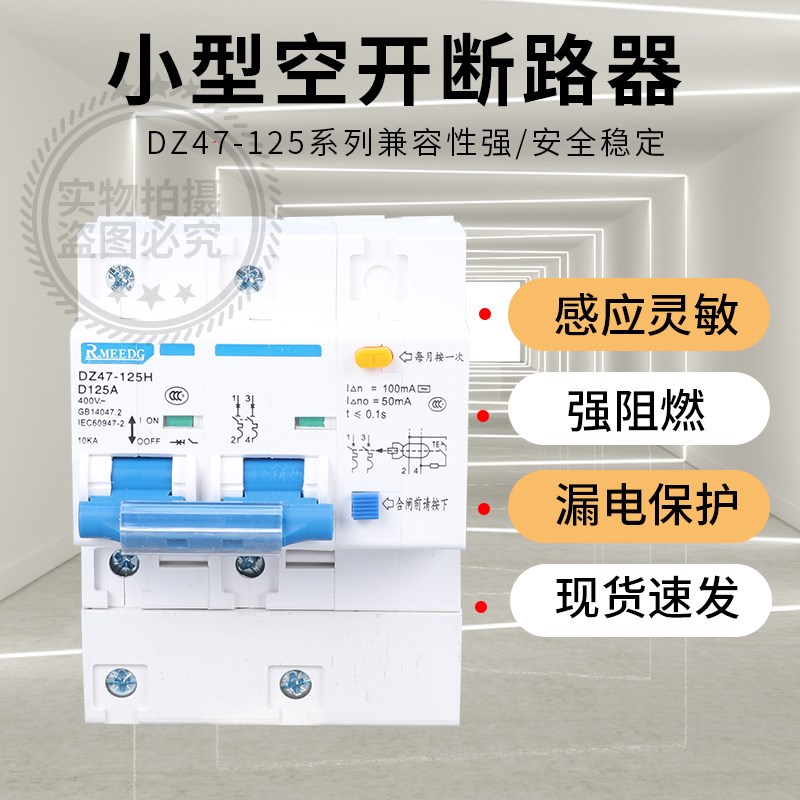 DZ47L漏电保护器断路器家用总开关220V2P3P4P电闸开关80A100A125A