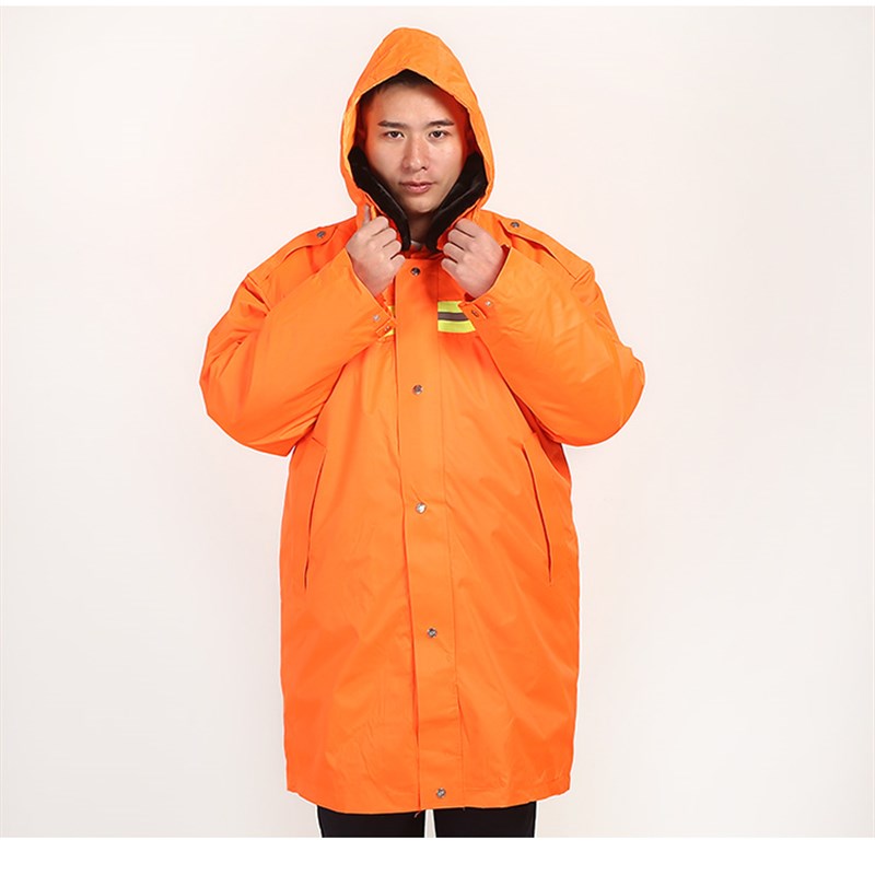 防雨环卫服棉衣橘色带反光条冬季工作服棉袄防水棉大衣雨衣可脱卸