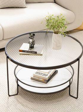 奶几户油风玻璃茶小型客厅圆形角54626几家用极简迷你桌子网红现
