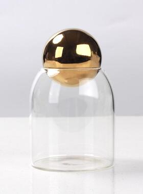 ns轻奢收纳璃盒厅糖LLT果储i物罐玻摆件样板间售楼部展桌面软装饰