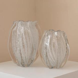 轻1-754H奢瓶高北欧现代川玻璃花高档级感水冰培插花客厅餐桌摆件